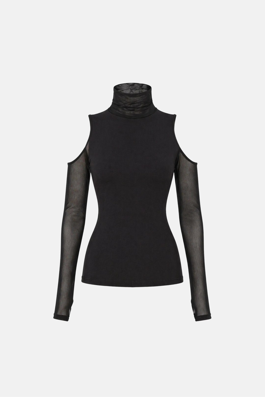 PRÉ-VENDA Blusa Soft Gola e Manga Longa Vazada Tule