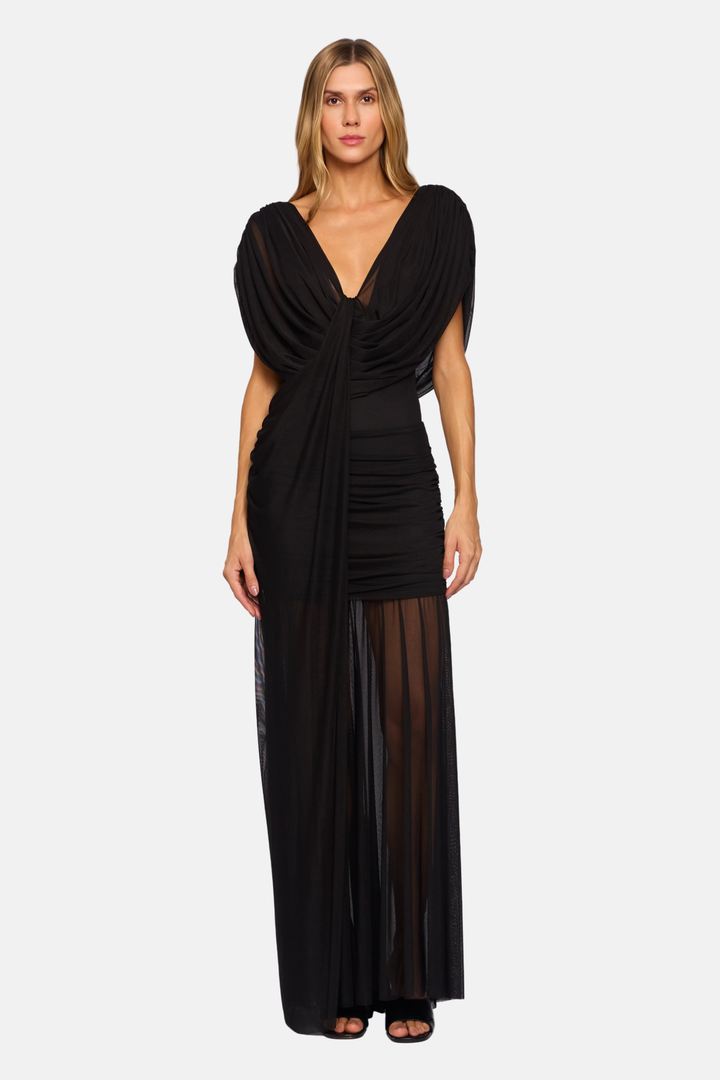 Conjunto London Drapeado Com Faixa Tule Preto