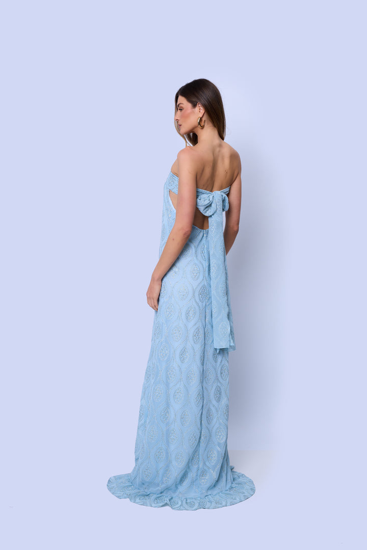 Vestido Longo Halter Neck com Fenda Frontal Veneza