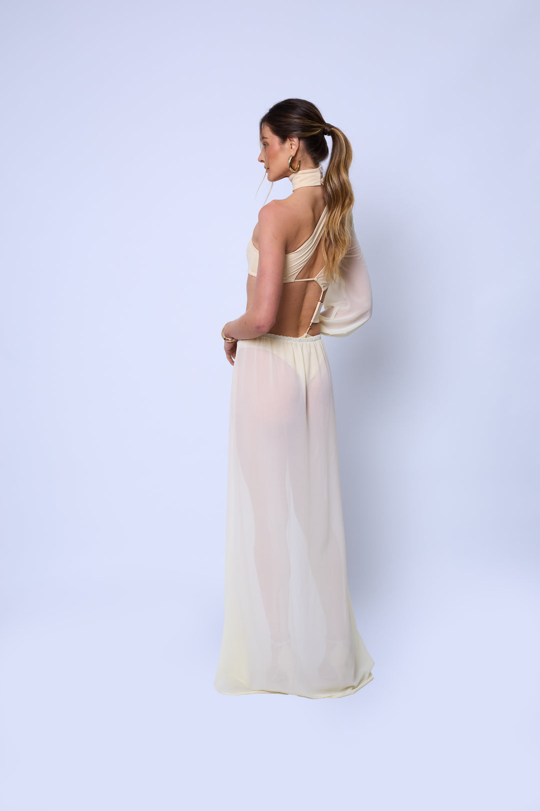 Saia Longa Transparente com Short New York
