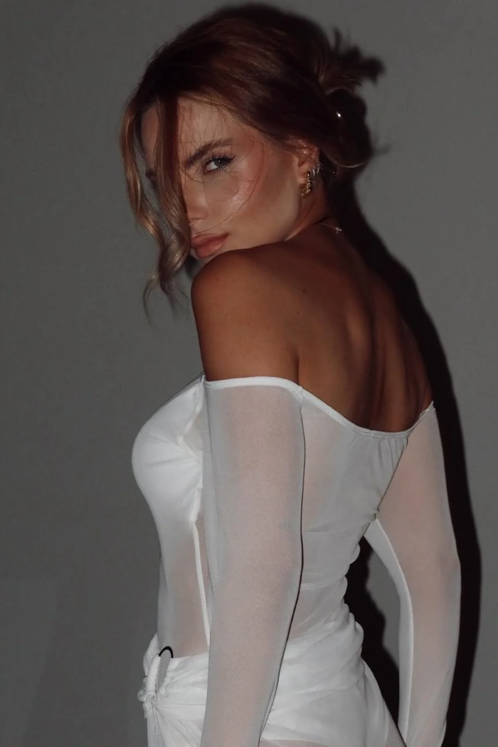 Body Transparente Tule Manga Longa Tomara que Caia Amalfi