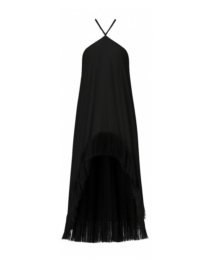 Vestido Mullet  Halter no Pescoço Franjas Laura