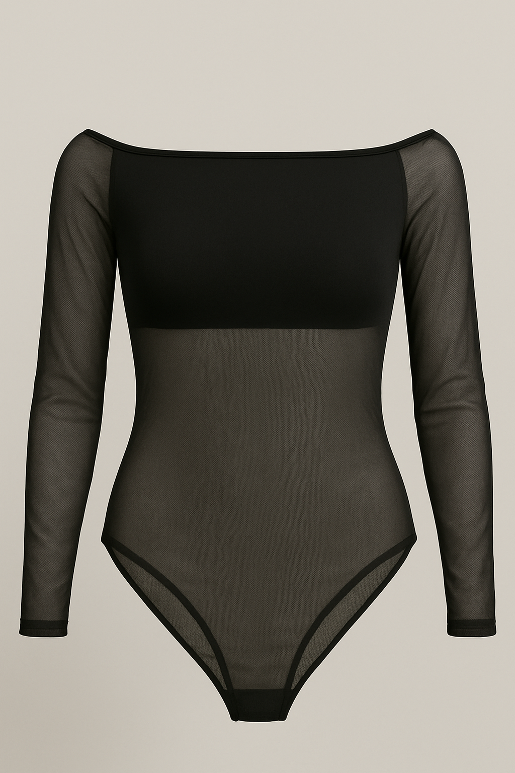 Body Transparente Tule Manga Longa Tomara que Caia Amalfi