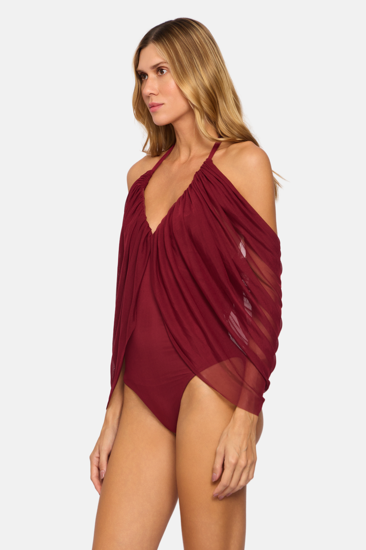 Body Isa Decote V Tule