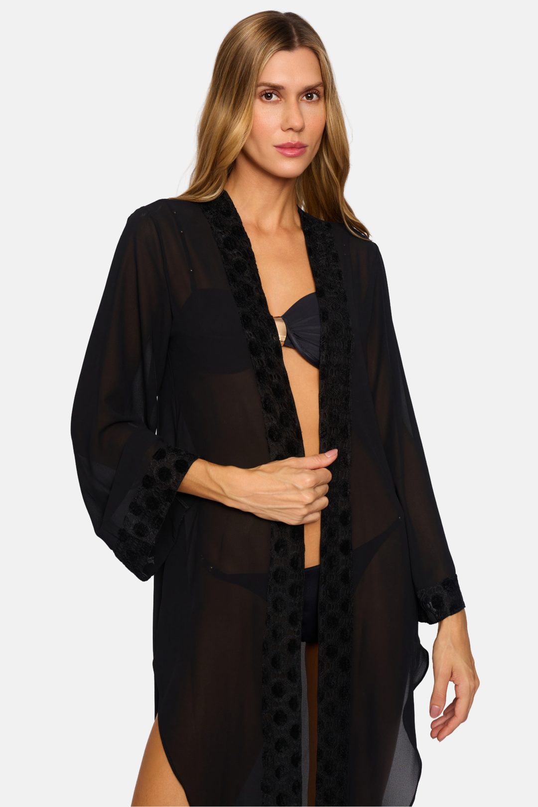 Saída Kimono Milano Longo Transparente