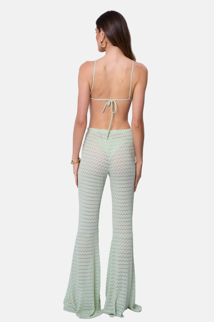 Calça Flare Texturizada Transparente Alba