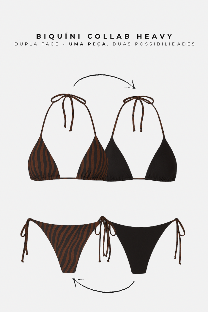 PRÉ VENDA Conjunto Biquíni Lacinho Dupla Face Collab Heavy Marrom