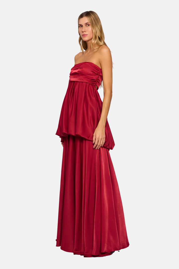 PRÉ-VENDA Vestido Longo Dália Tomara Que Caia Marsala