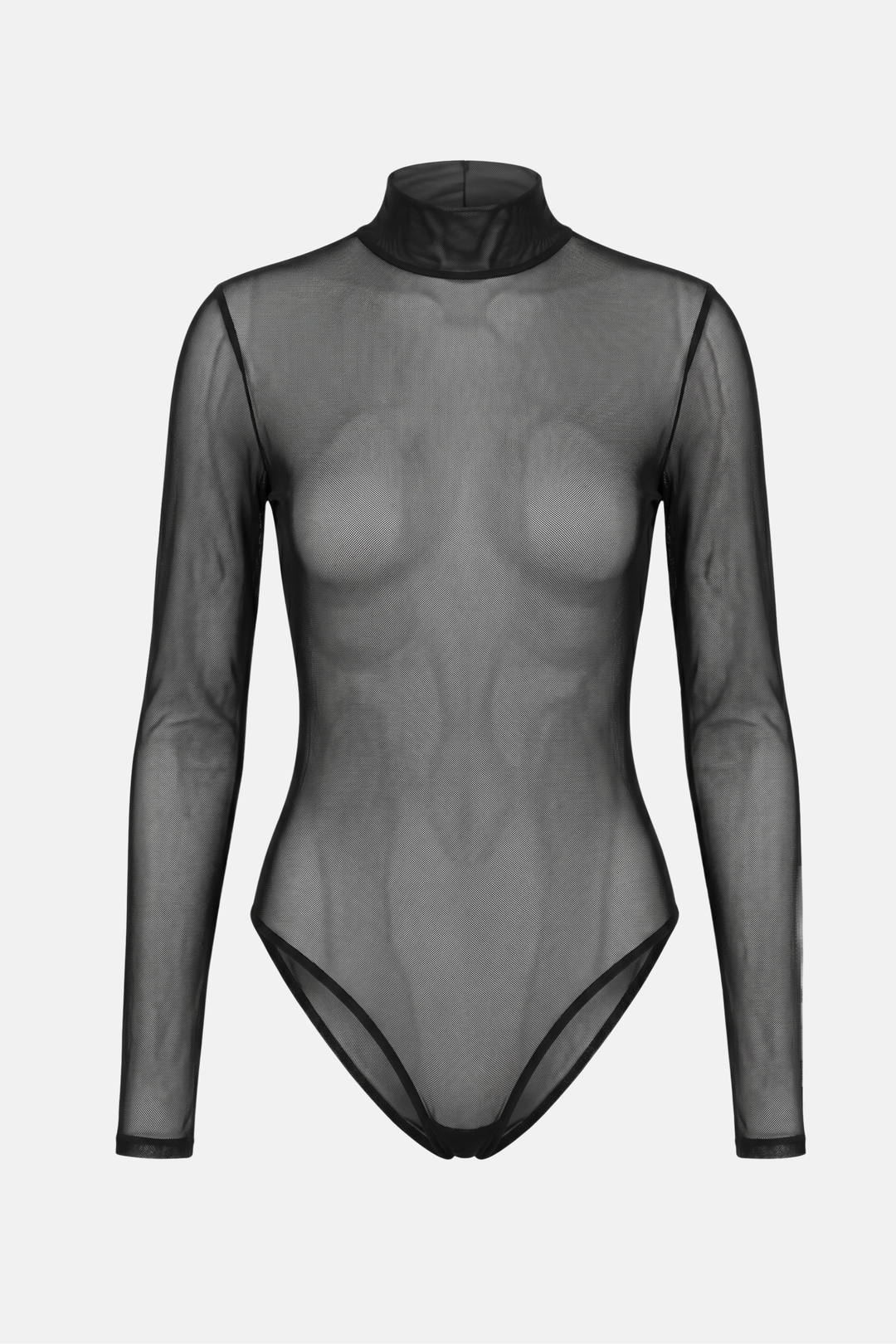 Body Mist Transparente Gola e Manga Longa Tule