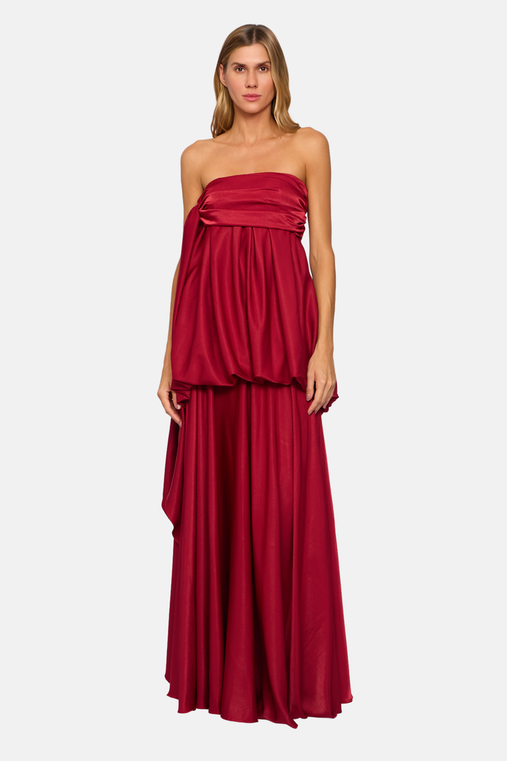 PRÉ-VENDA Vestido Longo Dália Tomara Que Caia Marsala