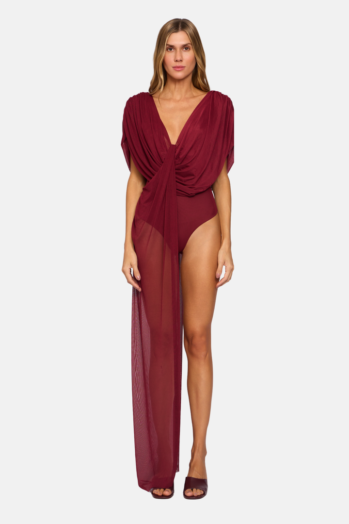Body London Drapeado Com Faixa Tule