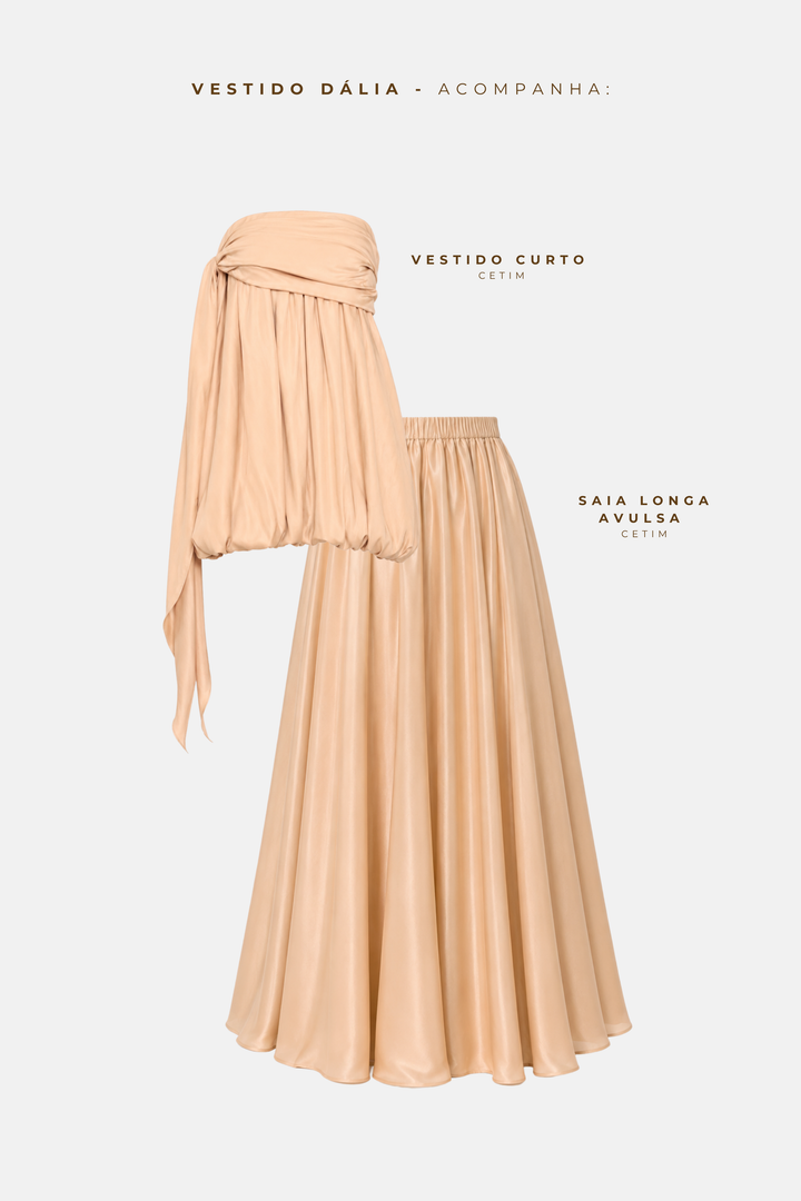 PRÉ-VENDA Vestido Longo Dália Tomara Que Caia Champagne Nude