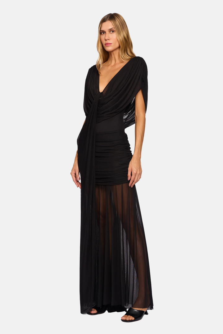 Conjunto London Drapeado Com Faixa Tule Preto