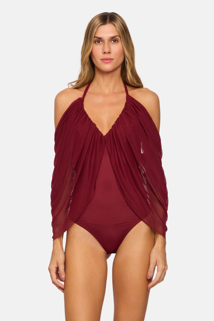 Body Isa Decote V Tule