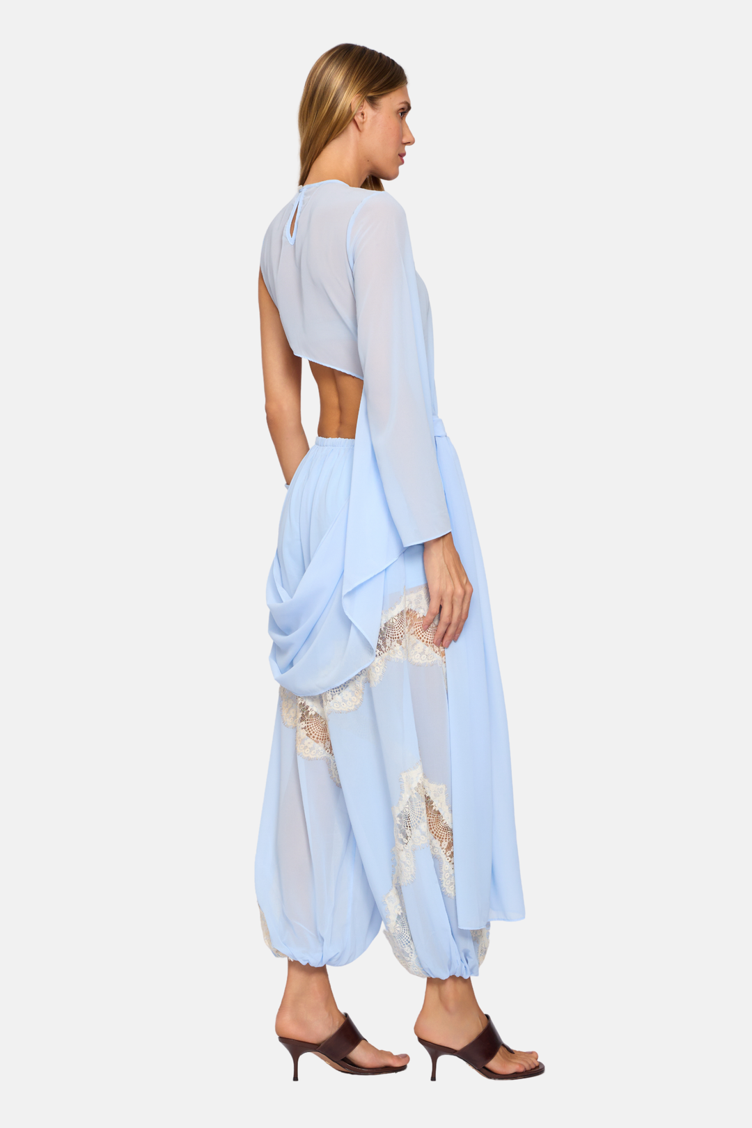 Blusa Capa Éter Assimétrica Knot Transparente