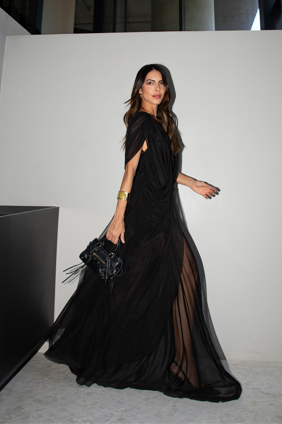Conjunto London Drapeado Com Faixa Tule Preto