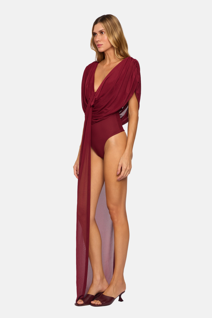 Body London Drapeado Com Faixa Tule