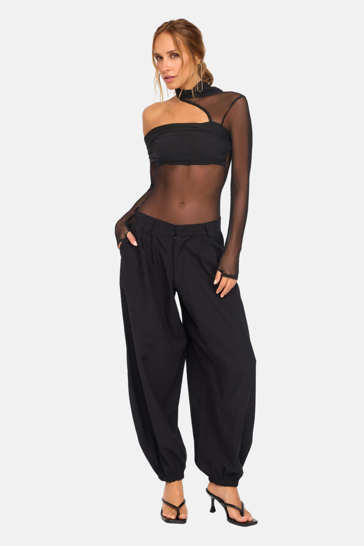 Body Core Recortes Manga Longa Tule