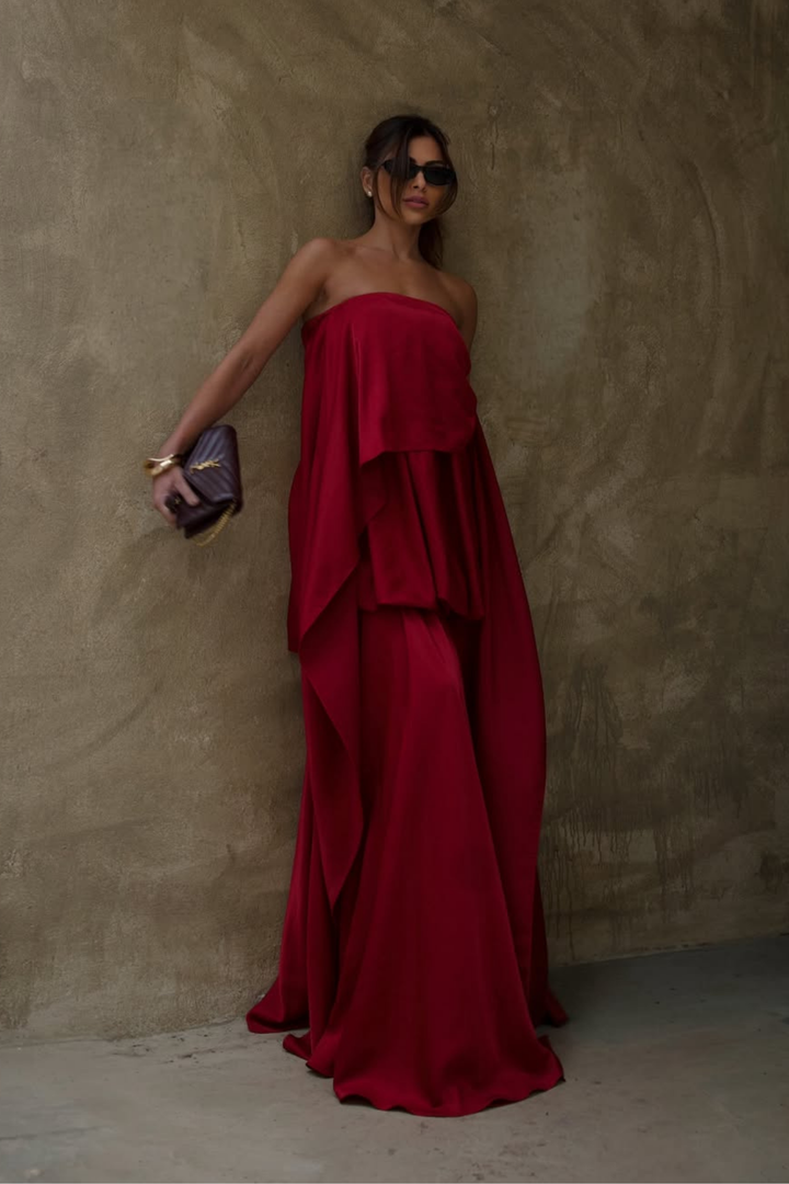 PRÉ-VENDA Vestido Longo Dália Tomara Que Caia Marsala
