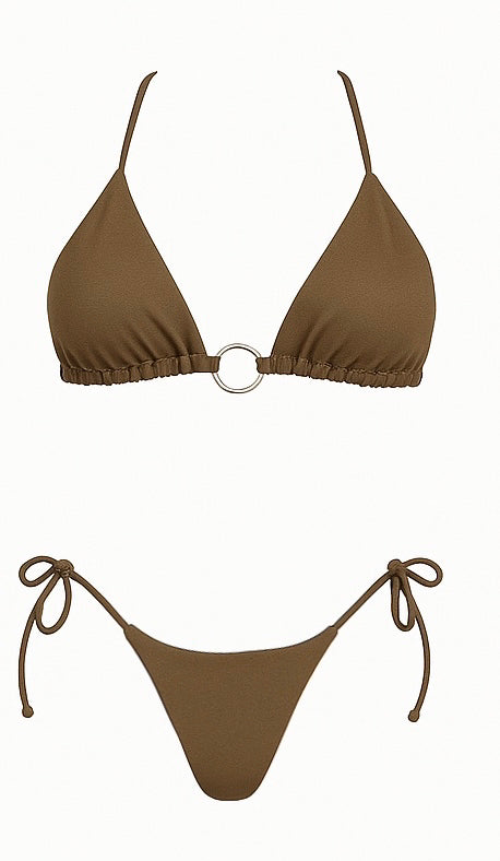 Conjunto Biquíni Argola Basic Marrom Bronze