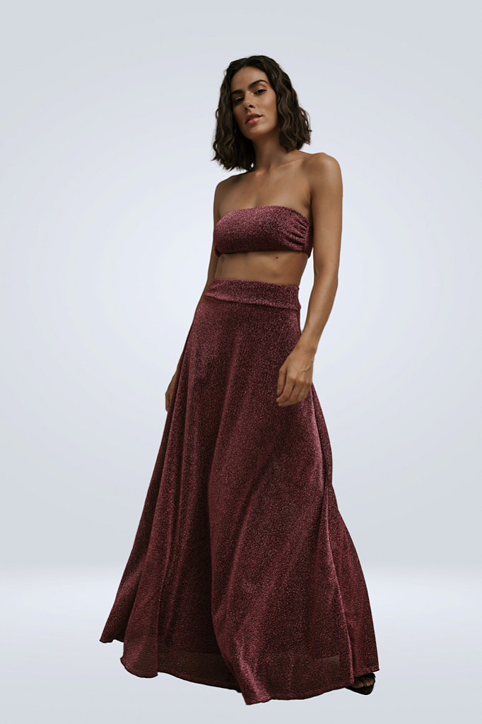 Conjunto Glow Brilhante Lurex Bordo