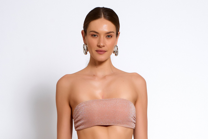 Cropped Faixa Lurex Brilhante com Elastano Glow