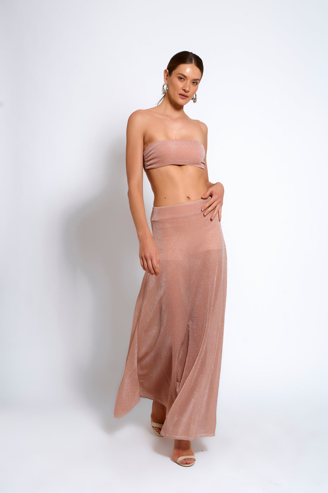 Conjunto Glow Brilhante Lurex Rose