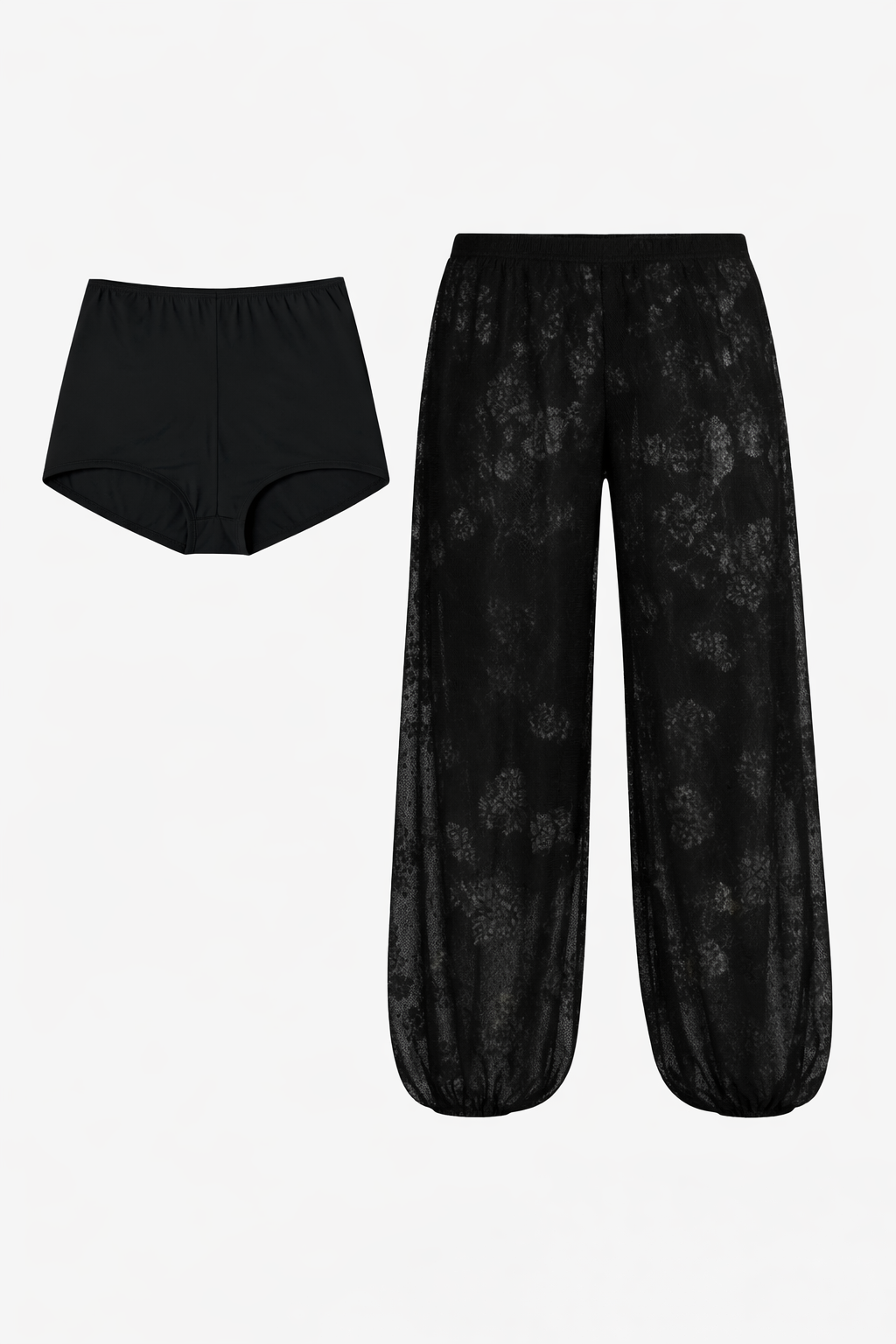Calça Longa Aladim Renda Preto