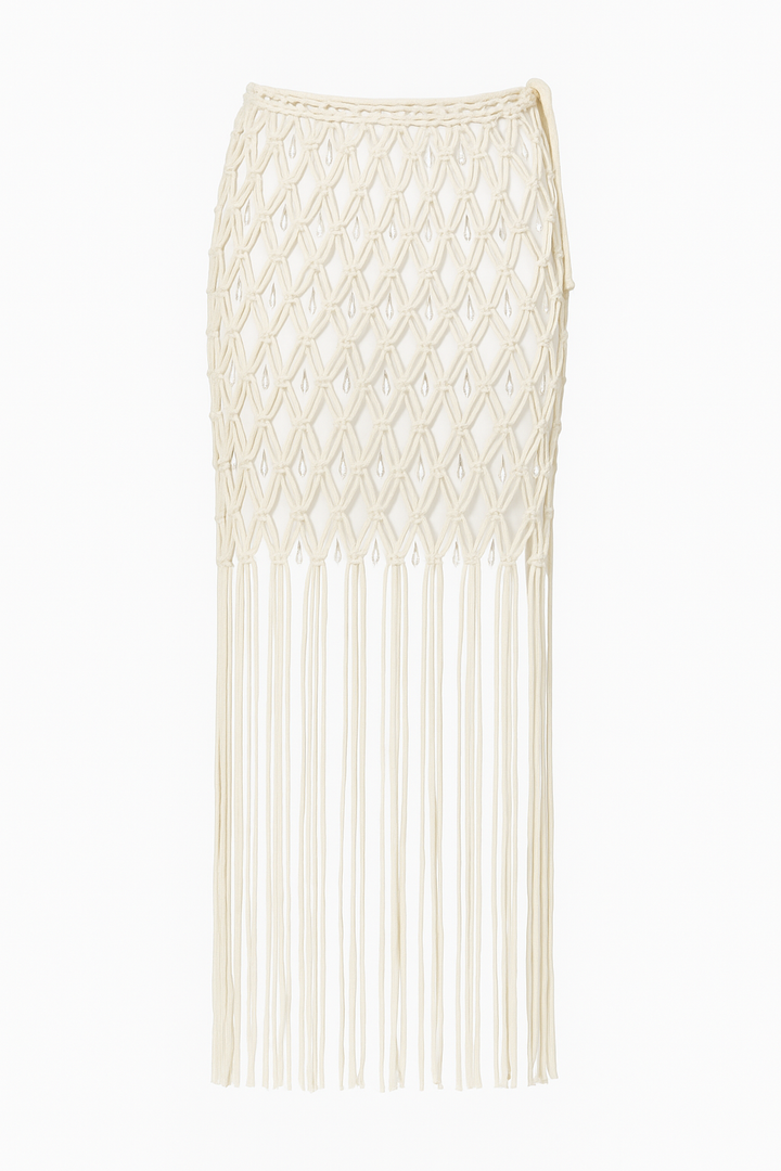 Saia Longa Macramê Bordado Cristal