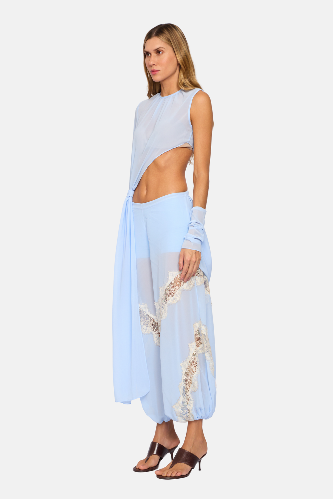 Blusa Capa Éter Assimétrica Knot Transparente