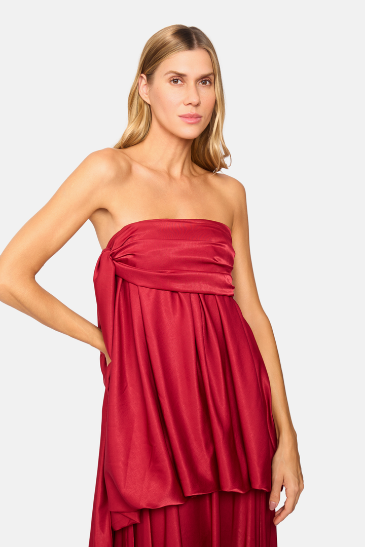 PRÉ-VENDA Vestido Longo Dália Tomara Que Caia Marsala