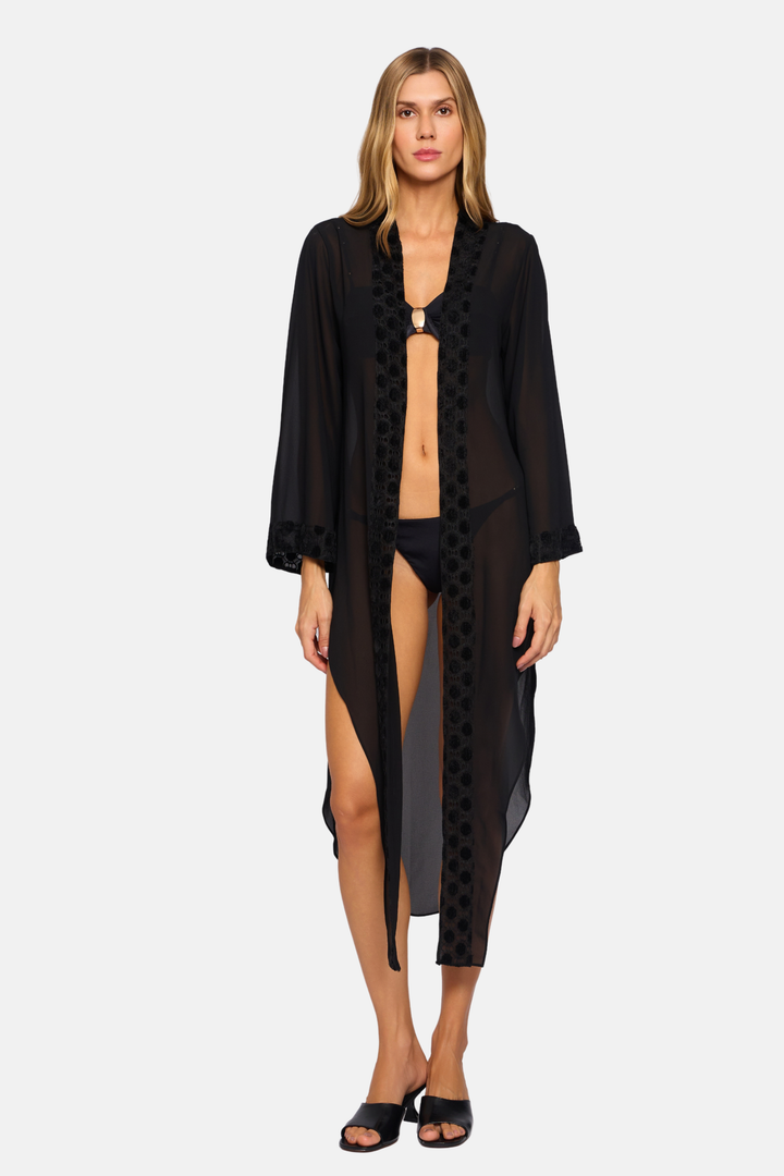 Saída Kimono Milano Longo Transparente