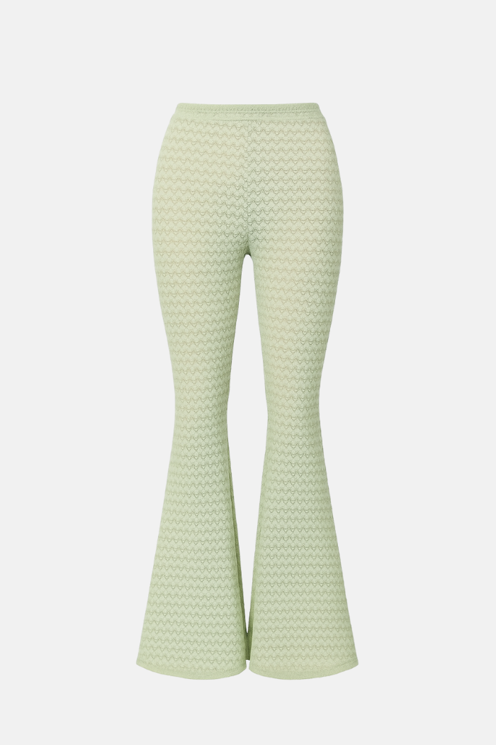 Calça Flare Texturizada Transparente Alba