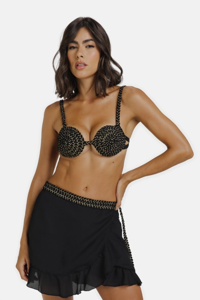 Top Biquíni Bojo  Luxo Dourado Sunshine Capri Preto