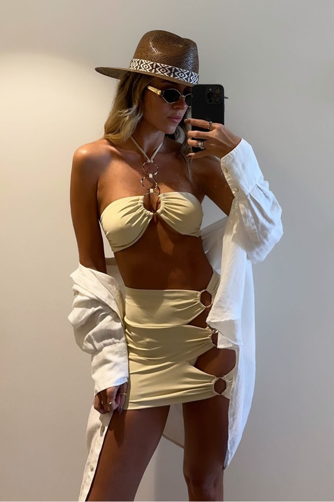 Conjunto Positano Biquíni + Saia Curta Argolas Positano Amarelo