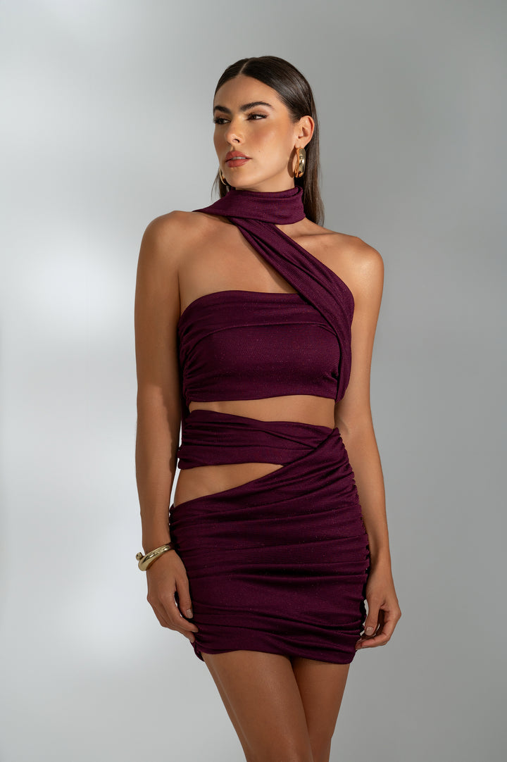 Top Faixa Drapeado Tira Malha Com Hot Fix