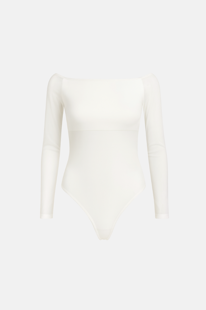Body Transparente Tule Manga Longa Tomara que Caia Amalfi