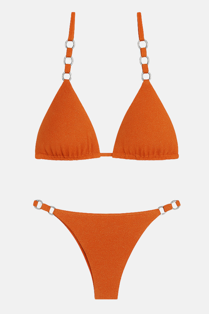 Conjunto Biquini + Saia Lurex LaranjaTerracota