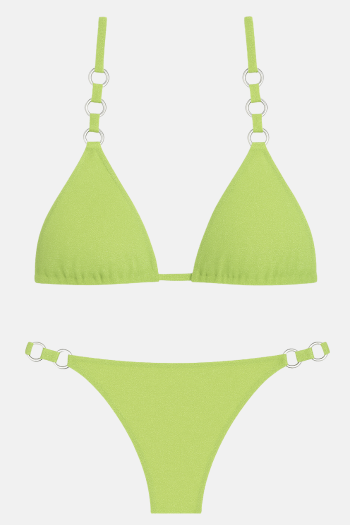 Conjunto Biquini + Saia Lurex VerdeLima