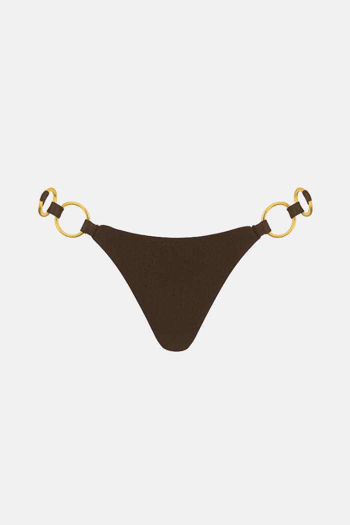 Conjunto Positano Biquíni + Saia Curta Argolas Positano Marrom