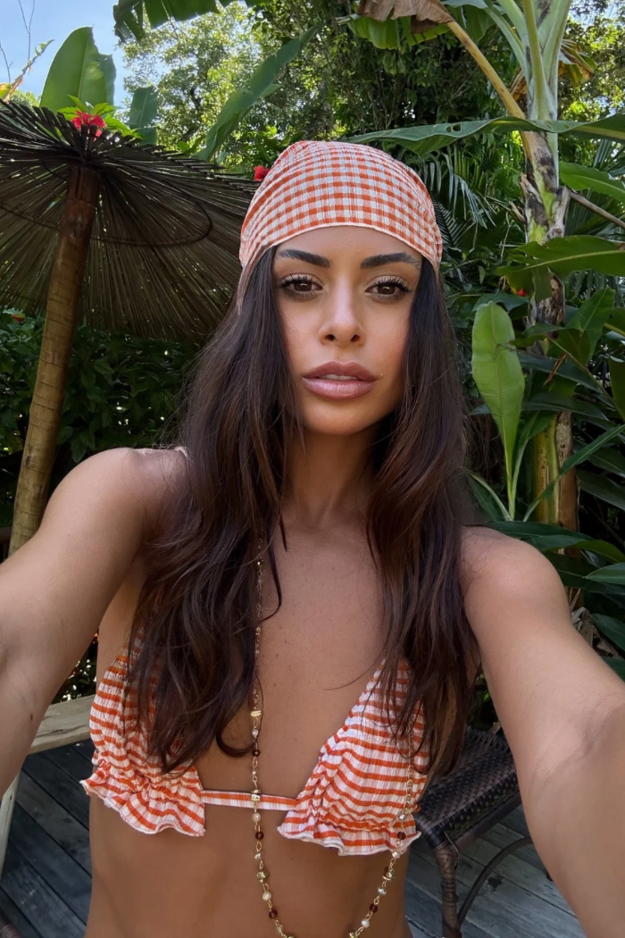 Conjunto Biquíni Xadrez Laranja