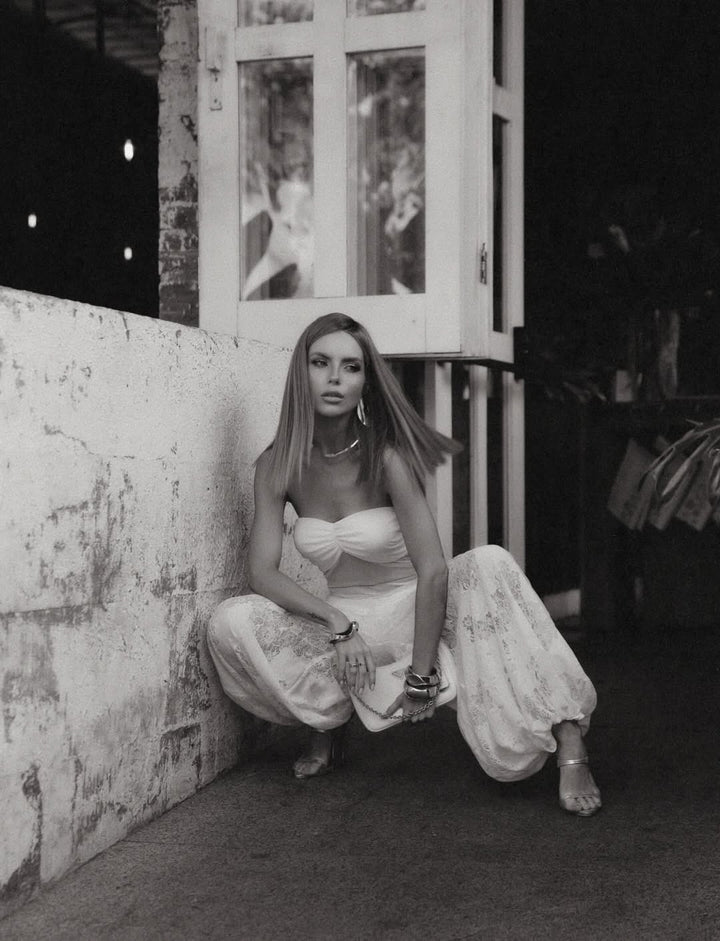 Calça Longa Aladim Renda Off