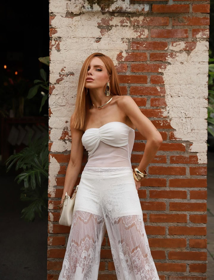 Calça Longa Aladim Renda Off