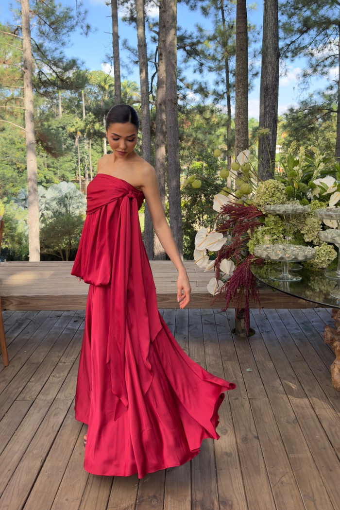 Vestido Longo Dália Tomara Que Caia Marsala
