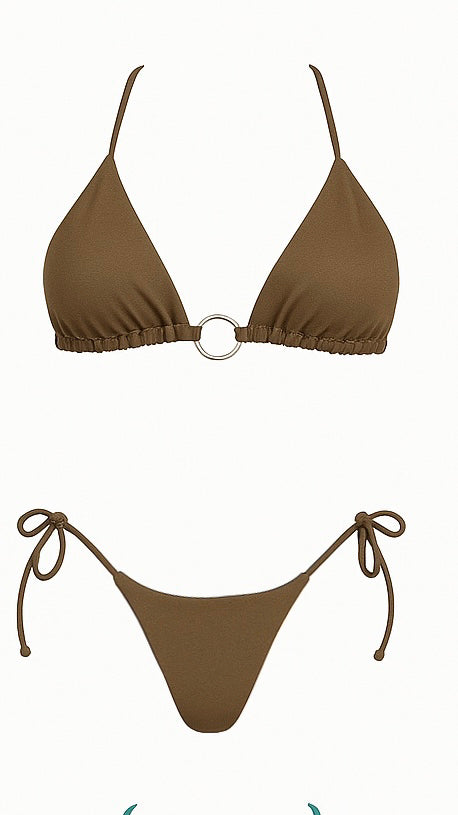 Top Biquíni Cortininha Argola Metal