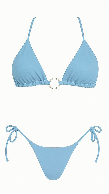 Top Biquíni Cortininha Argola Metal