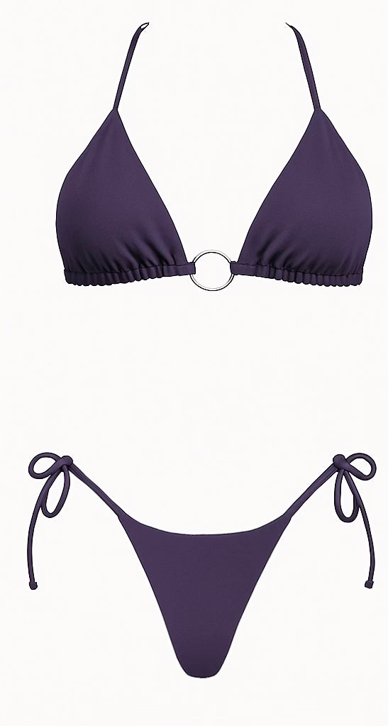 Top Biquíni Cortininha Argola Metal