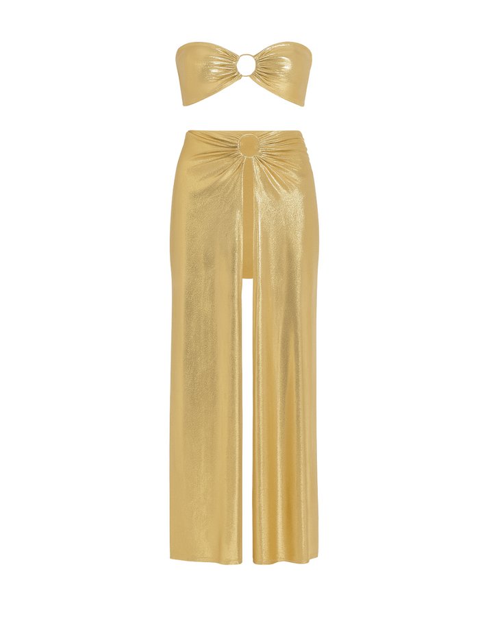 Conjunto Argola Ocean Metalizado Dourado