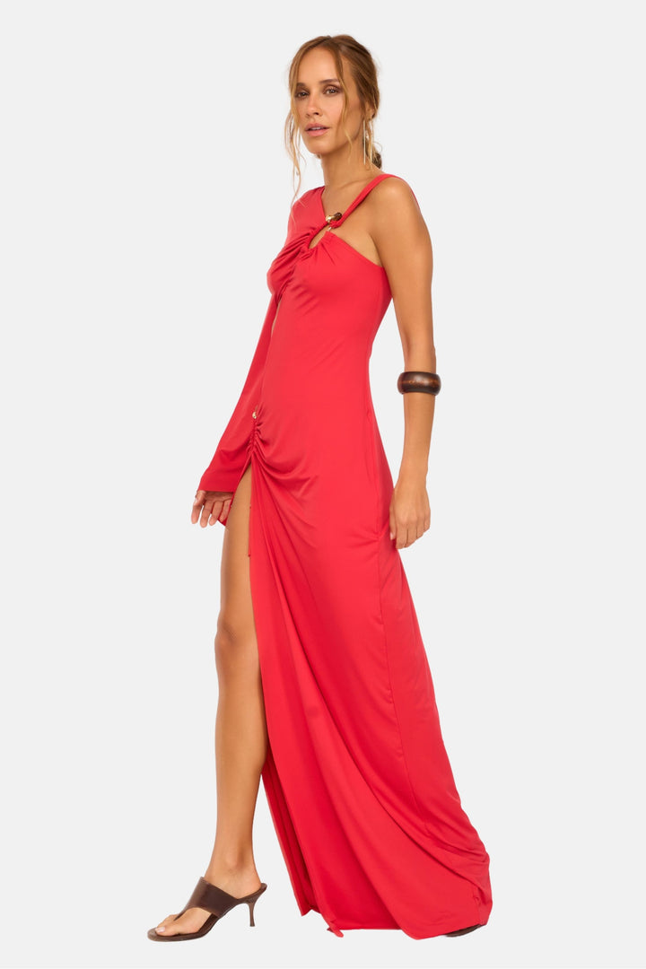 Vestido Longo Recortes Malha Jersey Ravello