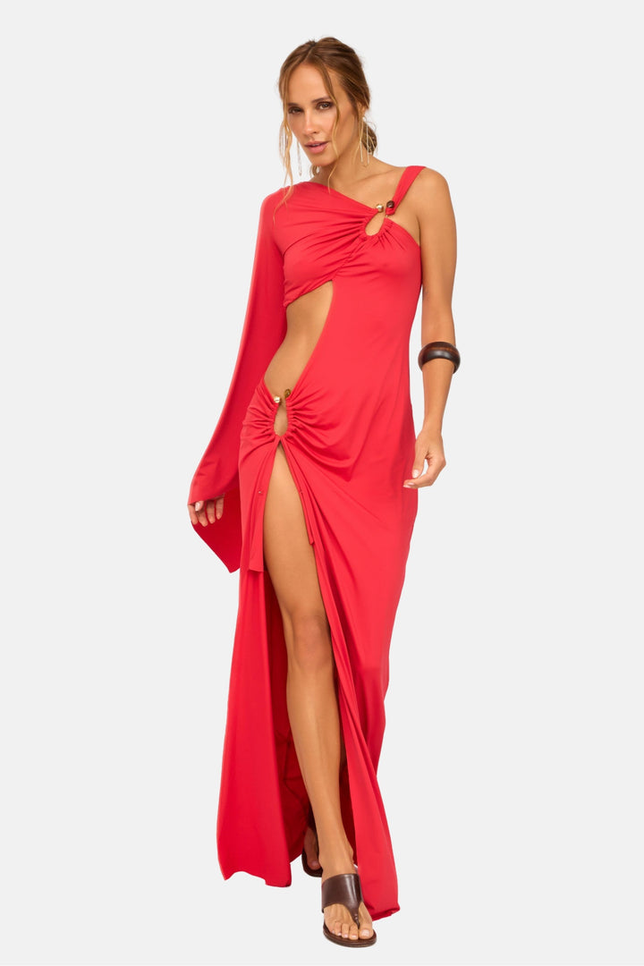 Vestido Longo Recortes Malha Jersey Ravello